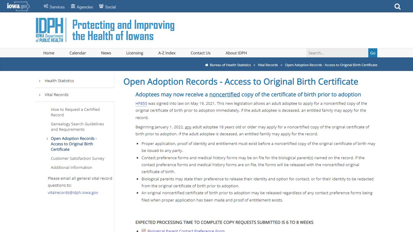 Open Adoption Records - Access to Original Birth Certificate